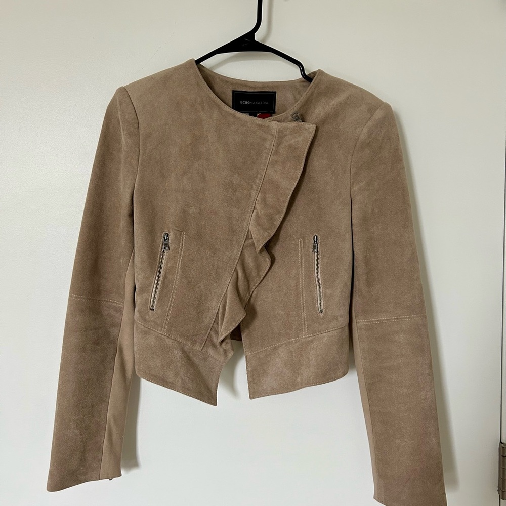 BCBGMaxAzria Suede Tan Blazer, Size S